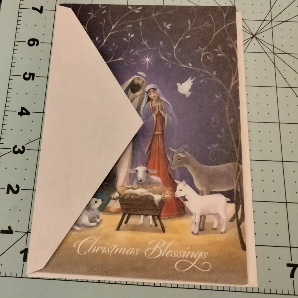 Religious Christmas Card Christian Nativity Peace Happiness Sarah Summers